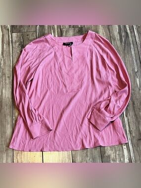 DKNY pink long-sleeve blouse in size medium